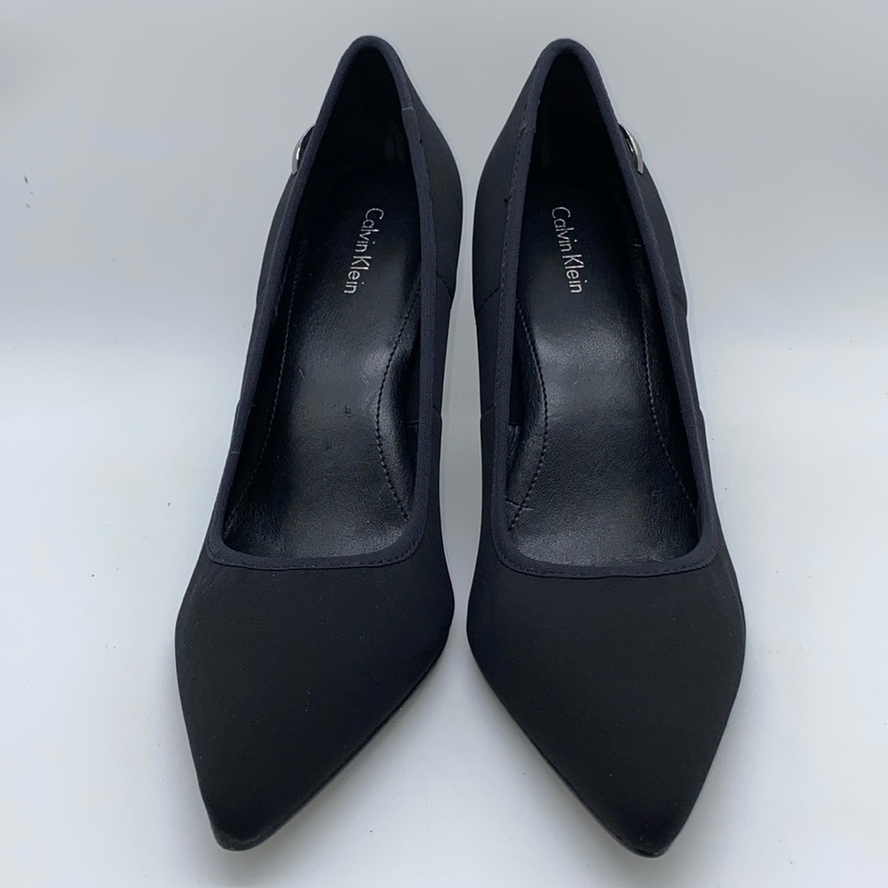 Calvin Klein Women's Nitza Black Stretch High Heels Pumps Stretch Fabric Size 8